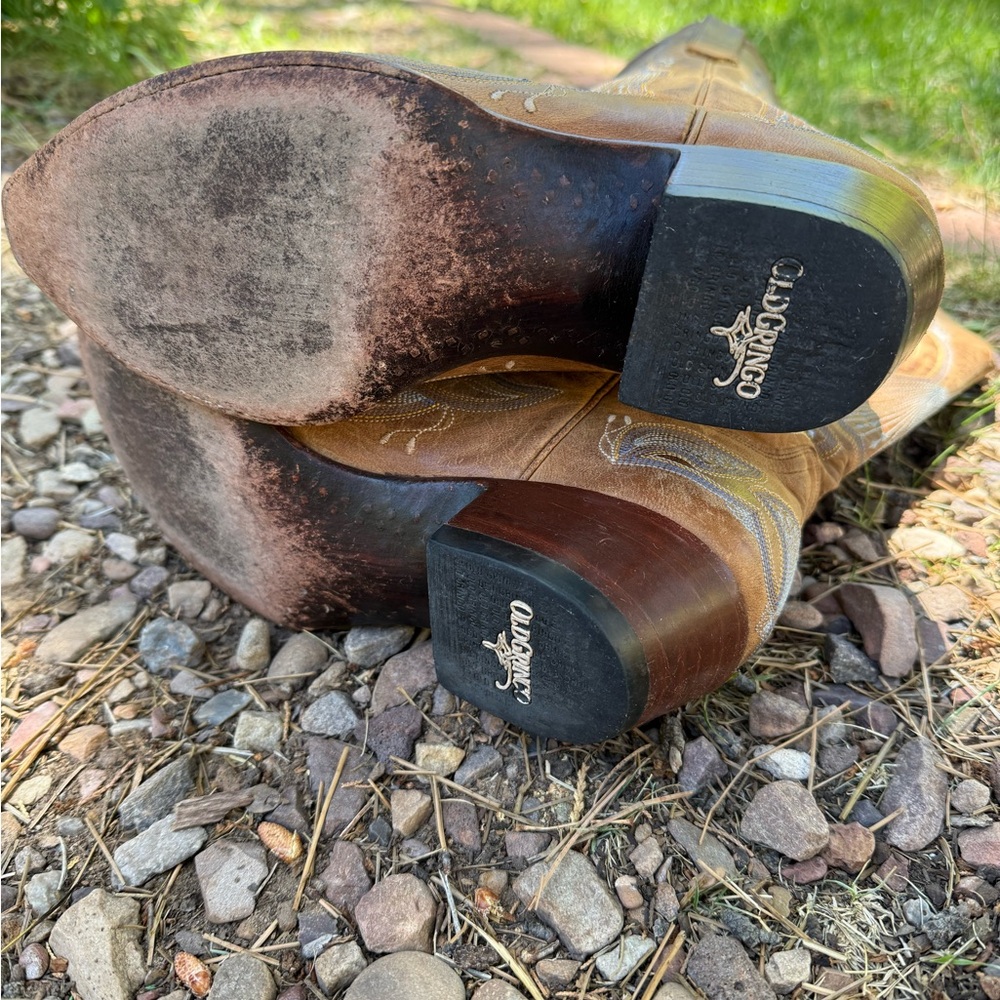 Old Gringo  Boots Brown Light blue  Stitching Western Cowboy Boots. Size 8.5 - Picture 4 of 9